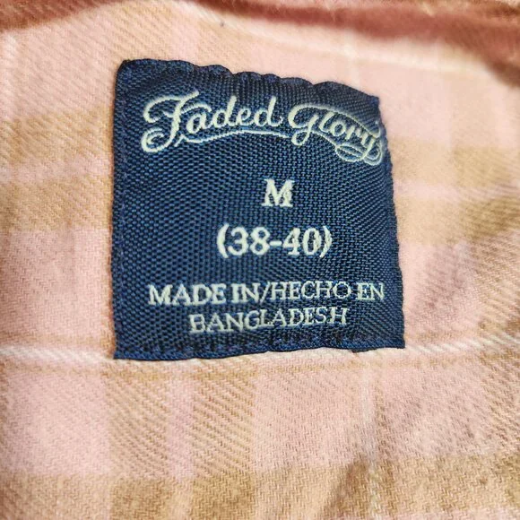 Upcycled Hand PaintedFlowers Butterflies Flannel Shirt - Bleached Red M - Picture 9 of 10